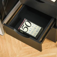 HOMCOM 3 Drawer Mobile File Cabinet with Wheels, Wood Filing Cabinet for Home Office, Rolling Under Desk Cabinet, Black Wood Grain(m-8)