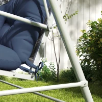 Outsunny 59" Tufted Bench Cushions & Throw Pillows, Replacement Bench Seat Pad, Back & 2 Pillows for Outdoor Furniture, Navy Blue(m-9)