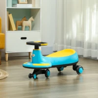 Qaba Kids Wiggle Car w/ Parent Traction Rope, Music, Light, Blue(m-8)