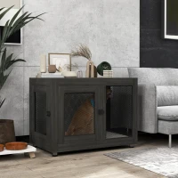 PawHut Pet Crate End Table with Water-resistant Cushion or Large Medium Dogs, Black(m-8)