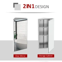 kleankin 12 Inch x 24 Inch Triangle Corner Mirror Medicine Cabinet Wall Mounted with Door 3 shelves, Multipurpose Storage Organizer for Bathroom(m-5)