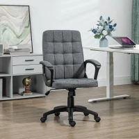 Vinsetto Fabric Office Chair, Computer Desk Chair, Swivel Task Chair with Arms, Adjustable Height, Swivel Wheels, Mid Back, Charcoal Gray(m-10)