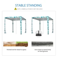 Outsunny Quick Beach Cabana Canopy Umbrella, 8' Easy-Assembly Sun-Shade Shelter with Sandbags and Carry Bag, Cool UV50+ Fits Kids & Family, Green Coconut Palm(m-7)