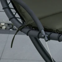 Outsunny Floating Chaise Lounge Outdoor Porch Swing Chair Hanging Hammock Reclining Seat  w/ Arc Stand & Canopy Umbrella Charcoal Grey(m-10)