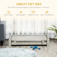 PawHut Large Dog Bed with Soft Foam Cushion, Wooden Dog Couch with Roomy Surface, Elevated, Slate Gray(m-4)