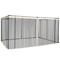 Outsunny Replacement Mesh Sidewall Netting for 10' x 12' Gazebos and Canopy Tents with Zippers, (Sidewall Only) Cream(m-1)
