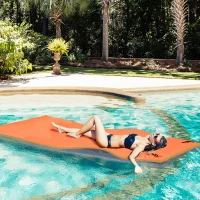 Soozier 10' x 5' Roll-Up Pool Float Pad Water Floating Mat for Lake, Ocean, Pool Playing, Relaxing & Recreation, Orange(m-8)