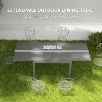 Outsunny Patio Table for 6-8 People, Aluminum Frame Rectangle Garden Table with Wood Effect Steel Top, for Backyard, Dark Gray(m-4)