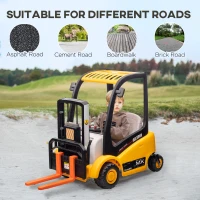 Qaba 12V Kids Ride on Forklift Car with Tent, 360° Rotation Electric Ride On Excavator w/ Liftable Fork and Pallet, Music(m-8)