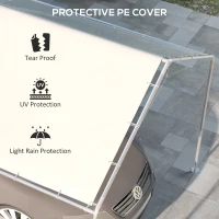 Outsunny 10 x 20ft Carport Roof, UV Resistant Canopy Replacement Cover with Ball Bungee Cords, White(m-6)