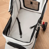 PawHut Dog Stroller, One-click Folding Pet Stroller with Cup Holder, 4 Wheels Travel Carrier w/ Brakes, 360° Swiveling Front Wheels, Storage Basket, for XS/Small Dogs Cats, Grey(m-10)