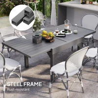 Outsunny 35"-71"  Extendable Aluminium Outdoor Dining Table, Slatted Top Patio Table for 4-6 Person, for Garden, Backyard, Grey(m-6)