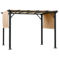 Outsunny 10' x 10' Retractable Pergola Canopy, Outdoor Gazebo with Sun Shade Canopy and Steel Frame, for Backyard, Garden, Patio, Deck, Brown(m-11)