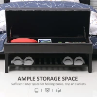 HomCom 44" Tufted Faux Leather Ottoman Storage Bench With Shoe Rack - Dark Brown(m-4)