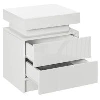 HOMCOM Nightstand, Bedside Table with LED Lights and 2 Drawers for Bedroom, Living Room, White(m-11)
