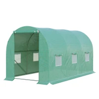 Outsunny 13' x 6' x 6' Outdoor Walk-in Tunnel Greenhouse Portable Plant Gardening Warm House with PE Cover Green(m-11)