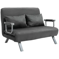 HOMCOM Convertible Sofa Bed Sleeper Chair, 5 Position Adjustable Backrest, Armchair Sleeper with Pillows, Leisure Chaise Lounge Couch, Gray(m-1)