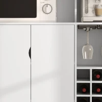HOMCOM Coffee Bar Cabinet, Kitchen Hutch with Wine Storage, Microwave Countertop, Drawer and Tempered Glass Doors, White(m-10)