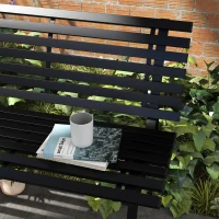 Outsunny Outdoor Bench Patio Bench, Aluminum Lightweight Park Bench with Slatted Seat, Black(m-7)