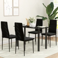HOMCOM Modern Dining Chairs, Set of 4, High Back Upholstery and Metal Legs for the Living Room, Kitchen, Home Office, Black(m-7)