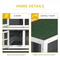 PawHut 2 Tier Wooden Rabbit Hutch with Wheels, Waterproof Roof, Removable Tray for Outdoor & Indoor, Dark Grey(m-9)