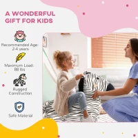 Qaba Zebra Shaped Kids Rocking Horse with Realistic Sound for 2-4 Years, Black(m-8)