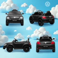 Qaba 12V Volkswagen Beetle Licensed Electric Car for Kids w/ Remote Control, 4 Spring Suspension Wheels, Soft Start, Black(m-10)