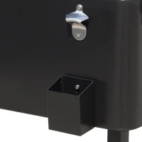 Outsunny 80 QT Rolling Cooling Bins Ice Chest on Wheels Outdoor Stand Up Drink Cooler Cart for Party, Black(m-9)