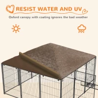 PawHut 6.9' x 6.9' x 5' Outdoor Dog Kennel with Canopy, Rotating Bowls, Coffee(m-5)