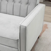 HOMCOM 3 Seater Sofa Bed with Reclining Split Back & Rubber Wood Legs, Light Gray(m-7)