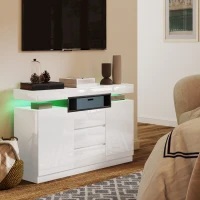 HOMCOM Sideboard Storage Cabinet with LED Lights, White(m-8)