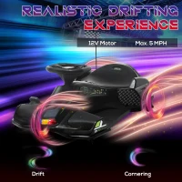 Aosom 12V Electric Drifting Go Kart w/ Slow Start, Music, Lights, Black(m-4)