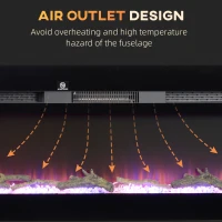 HOMCOM 50" Recessed or Wall Mounted Electric Fireplace Heater with Remote Control, Adjustable Flame Color and Brightness(m-7)