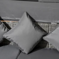 Outsunny 4 Piece Adjustable Canopy Outdoor Rattan Sofa Set w/ Height Adjustable Coffee Table & Cushions, Light Gray(m-8)