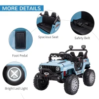 Aosom 12V Kids Ride on Car with Remote Control, Battery-Operated Ride on Toy with Spring Suspension, Led Lights, Music, Horn, 3 Speeds, USB, MP3, Blue(m-7)