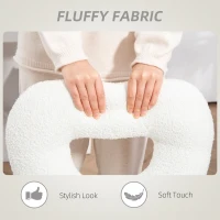 HOMCOM Armless Computer Desk Chair, Office Task Chair, Teddy Fleece Heart Makeup Vanity Chair with Swivel Wheels, White(m-5)