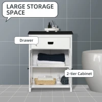 kleankin Bathroom Cabinet with Drawer, Freestanding Storage Organizer with Double Doors, Adjustable Shelf White(m-4)