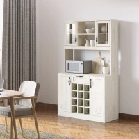 HOMCOM Kitchen Buffet with Hutch, Kitchen Pantry with Drawer and Wine Rack, White(m-4)