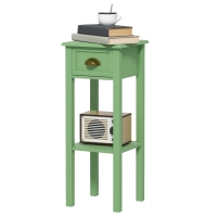 HOMCOM 2-Tier Side Table with Drawer and Shelf, End Table for Living Room and Hallway, Green