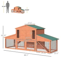PawHut Deluxe Large Rabbit Hutch Small Animal House Portable Large Outdoor with Run Box(m-3)