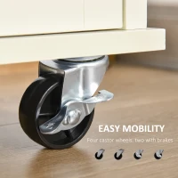 HOMCOM Rolling Kitchen Island, Kitchen Cart on Wheels with Rubberwood Top, 2 Drawers, Towel Rack, Cream White(m-5)