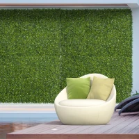 Outsunny 12PCs Grass Wall Panels, 20" x 20" Artificial Grass Wall Decor, Greenery Backdrop Panels Wall for Outdoor, Indoor, Garden, Fence, Backyard, Green and White(m-2)