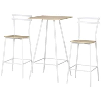 HOMCOM 3-Piece Dining Table and Chairs Set with Footrest, White(m-11)