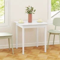 HOMCOM 30" Square Dining Table, Farmhouse Dining Room Table with Pine Wood Frame, Space Saving Small Kitchen Table, White(m-10)