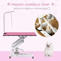 PawHut Pet Grooming Table, Height Adjustable Dog Grooming Table with Arm, Noose and Non-Slip Grooming Table, Pink(m-6)
