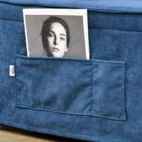 HOMCOM Ottoman Sofa Bed, 4 in 1 Multi-Function Button Tufted Folding Sleeper Chair Bed with Adjustable Backrest, Pillow, Side Pocket for Home Office, Bedroom, Living Room, Blue(m-9)