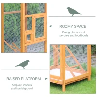 PawHut 65" Wooden Aviary Bird Cage Outdoor Large Bird Play House Ladder Feeder Stand With 2 Doors & Easy Pullout Tray(m-6)