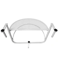 Outsunny Adjustable Balcony Hanging Railing Table, Metal Mounting Mini Wall Desk Storage Rack, Outdoor Flower Stand Serving Table Half Round, White(m-9)