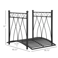 Outsunny 3.3FT Classic Garden Bridge with Safety Railings Arc Footbridge Decorative Pond Bridge for Backyard Creek Stream, Black(m-3)