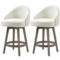 HOMCOM Bar Stools Set of 2 Fabric Kitchen Counter Stools, White(m-11)